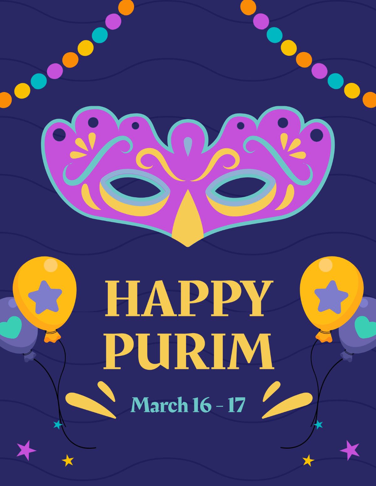 Happy Purim Flyer Template