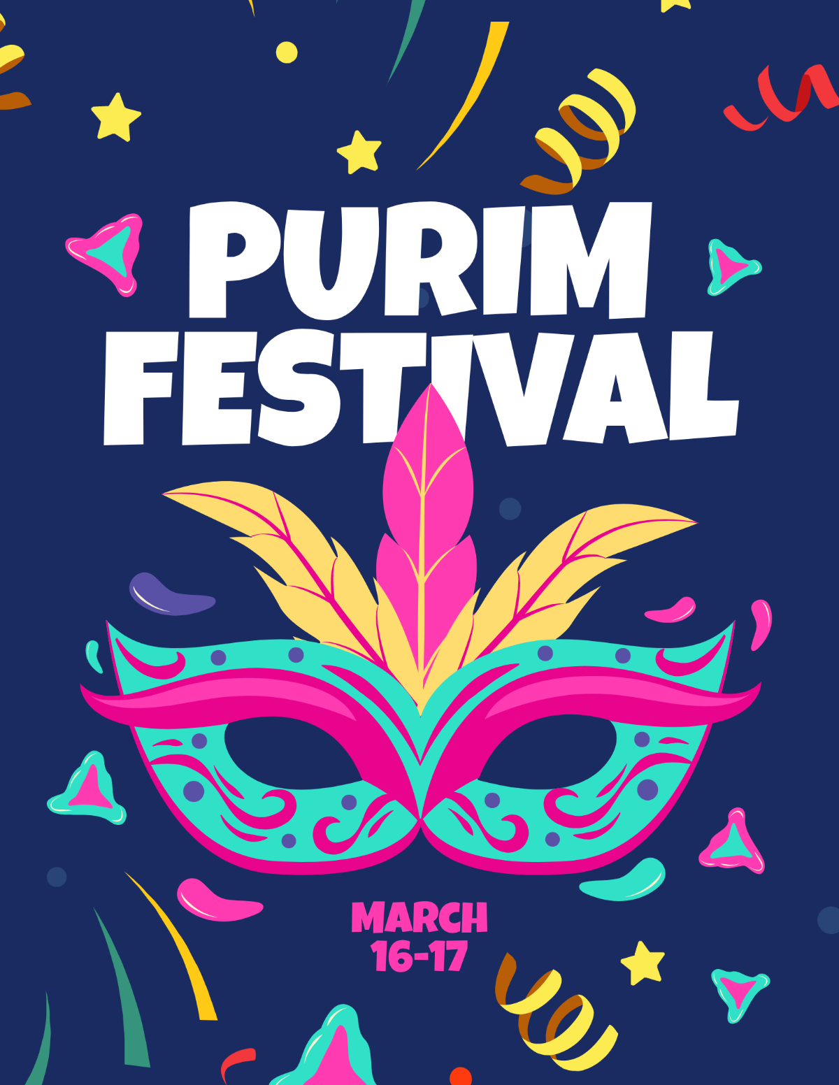 Purim Festival Flyer Template