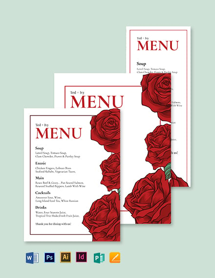 wedding menu templates free download word