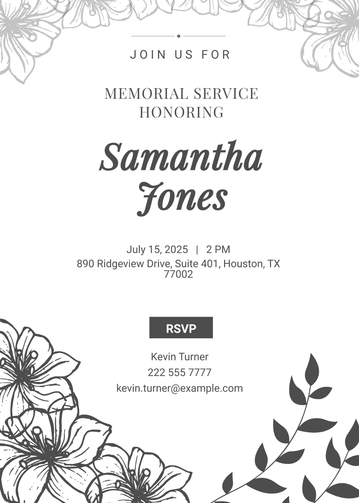 Elegant Funeral Service Invitation