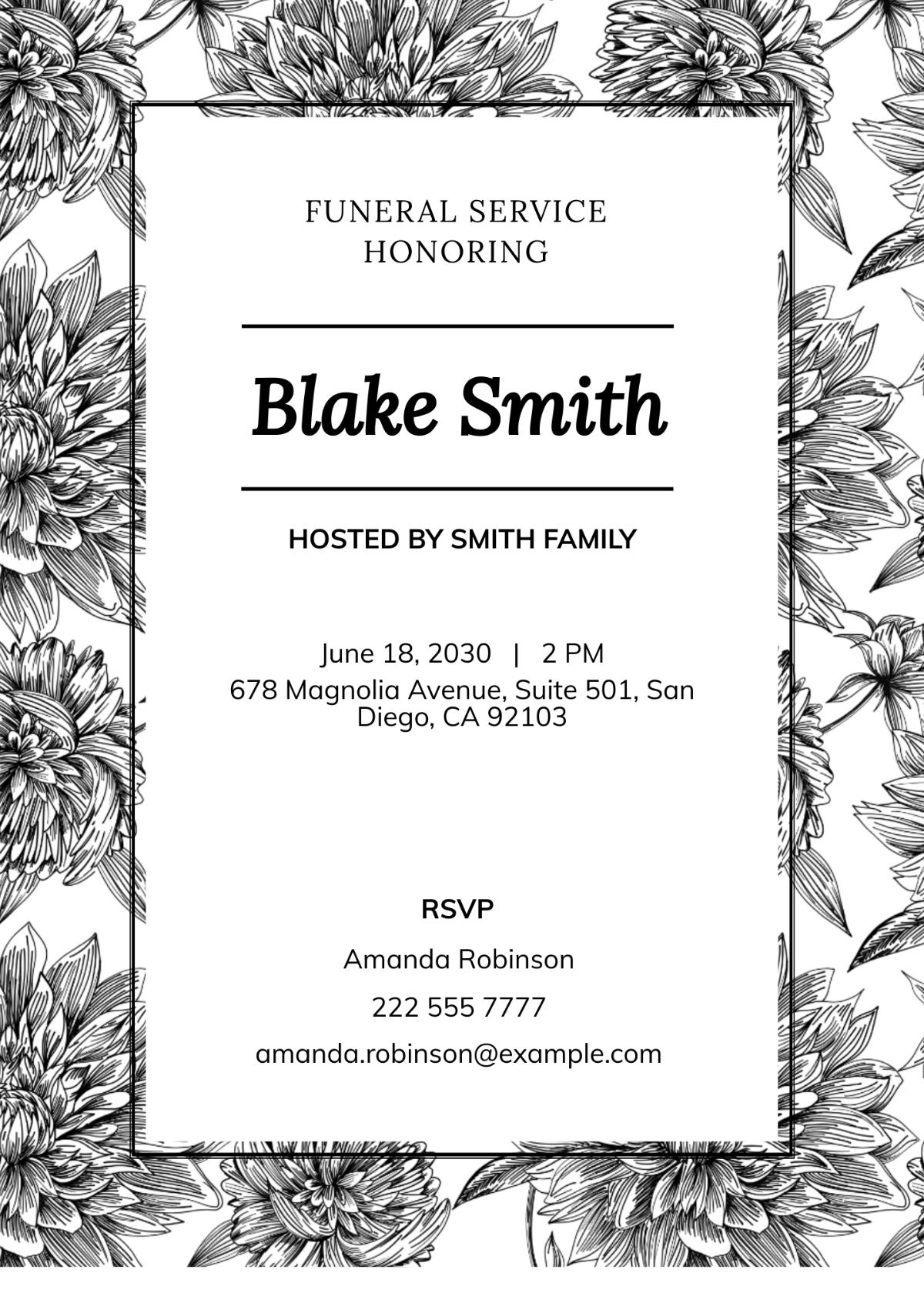 Modern Funeral Service Invitation