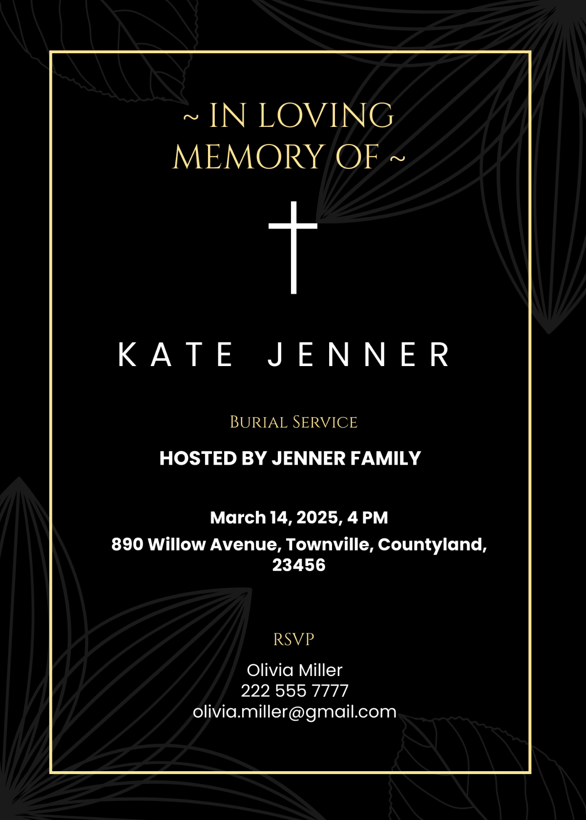 Funeral Service Invitation Design Template - Edit Online & Download