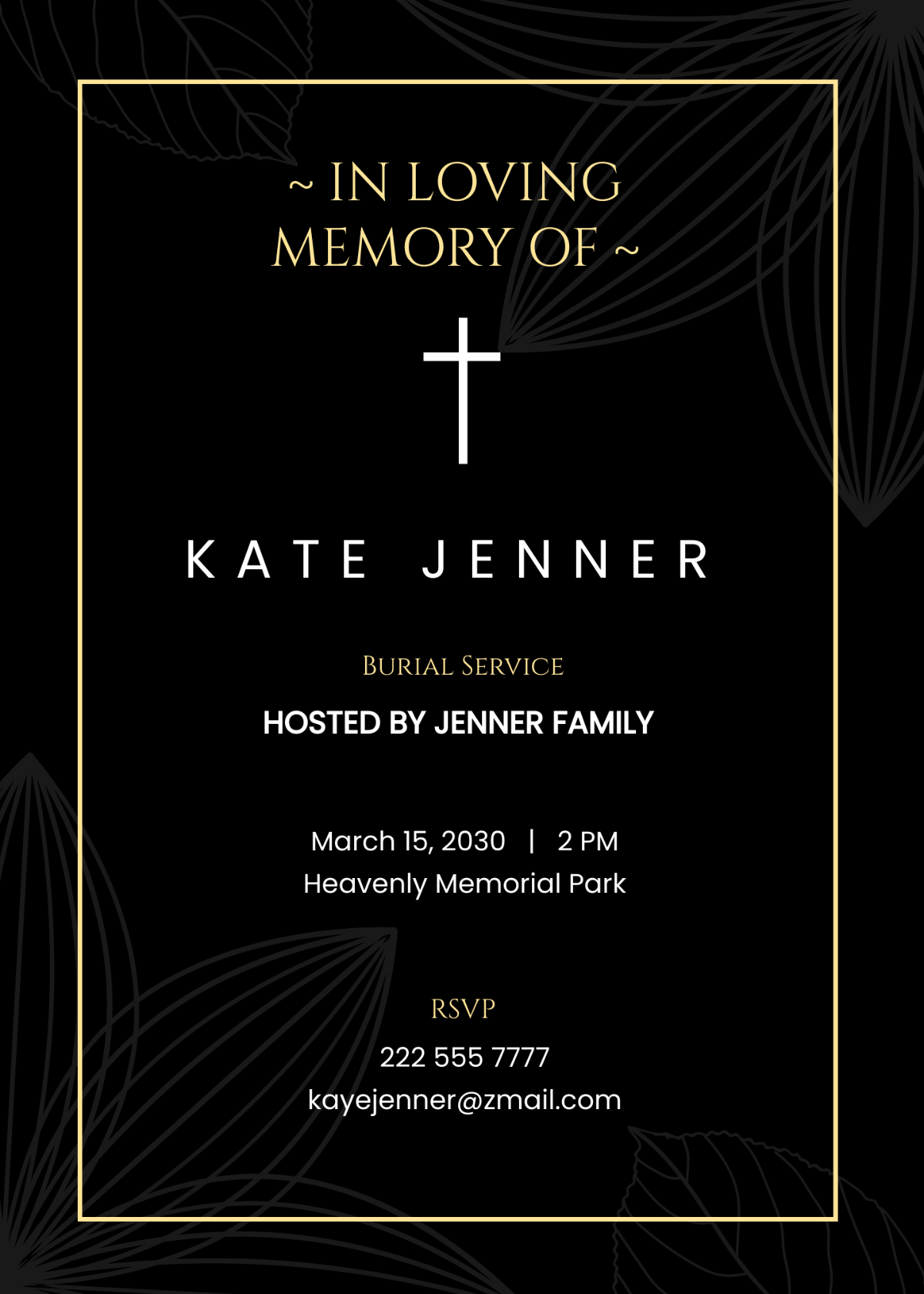 Funeral Service Invitation Design Template
