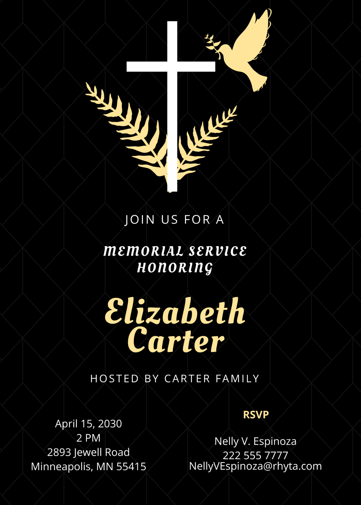 Funeral Service Invitation Card