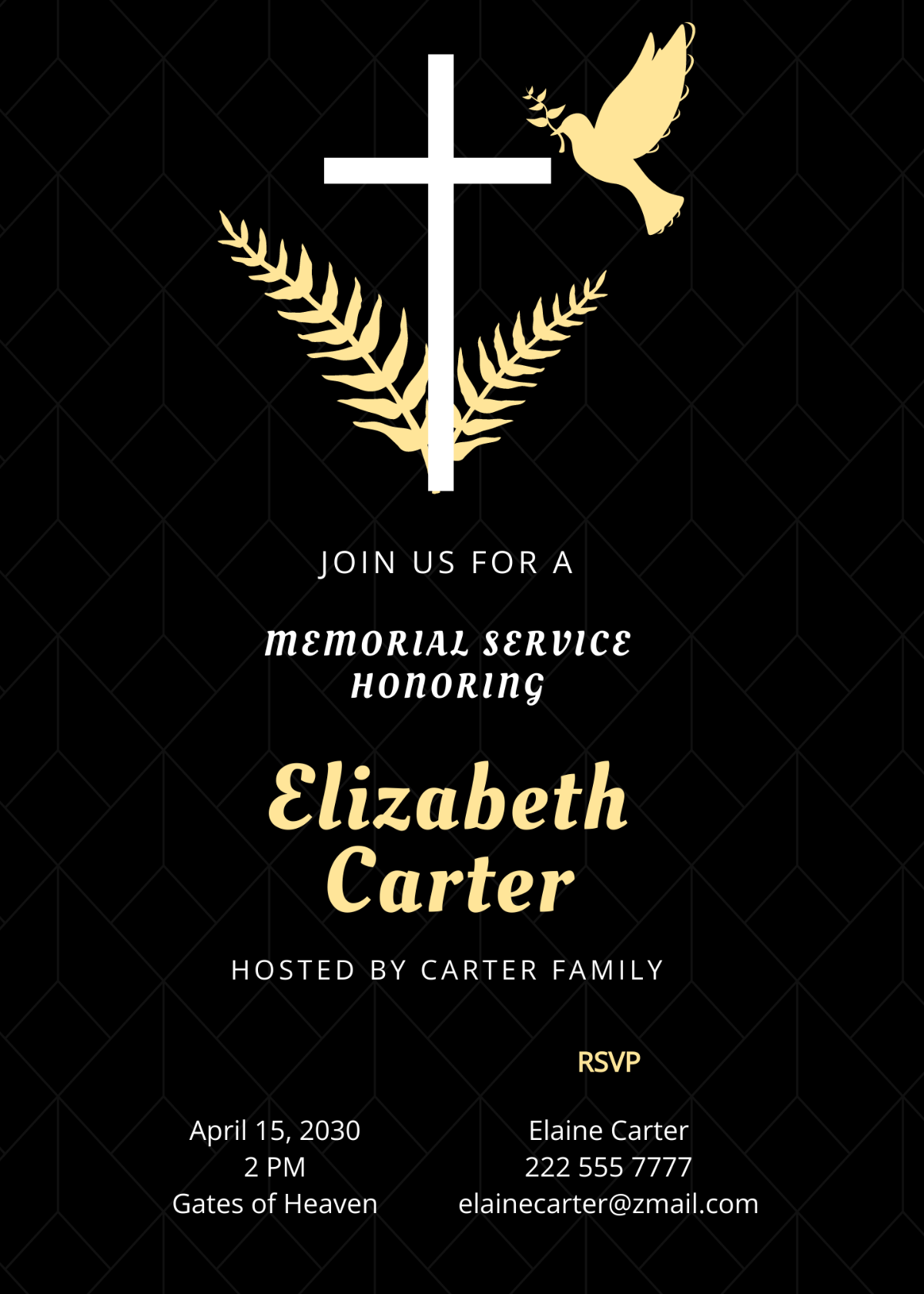 Funeral Service Invitation Card Template