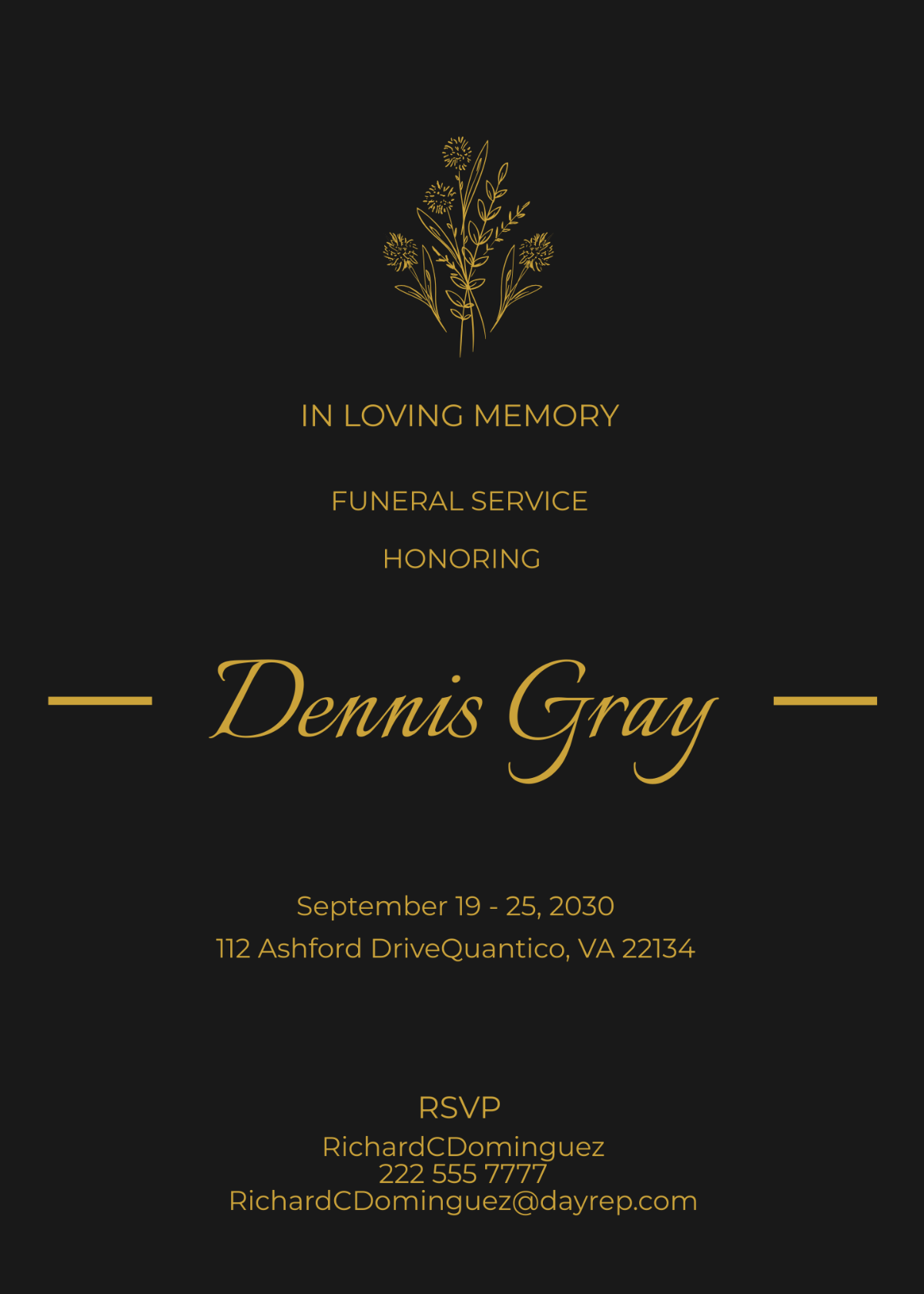 Floral Funeral Reception Invitation Template - Edit Online & Download