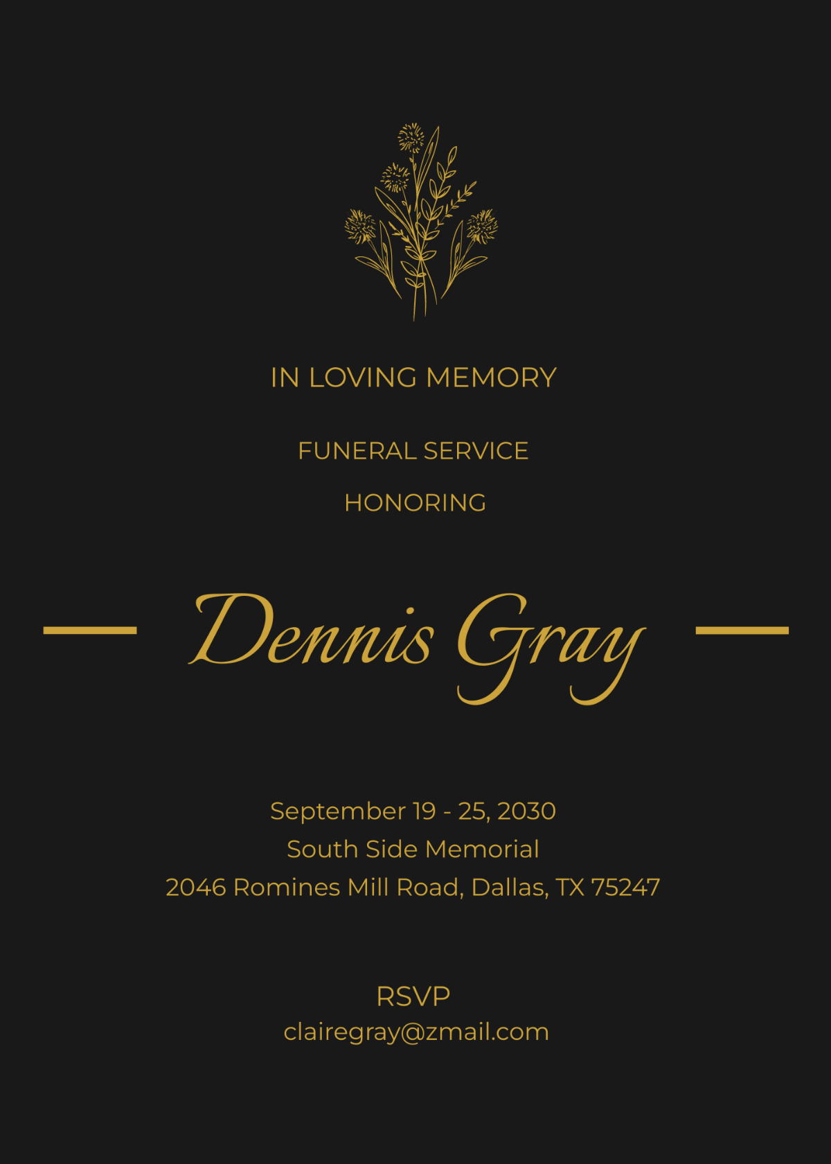 Floral Funeral Reception Invitation Template