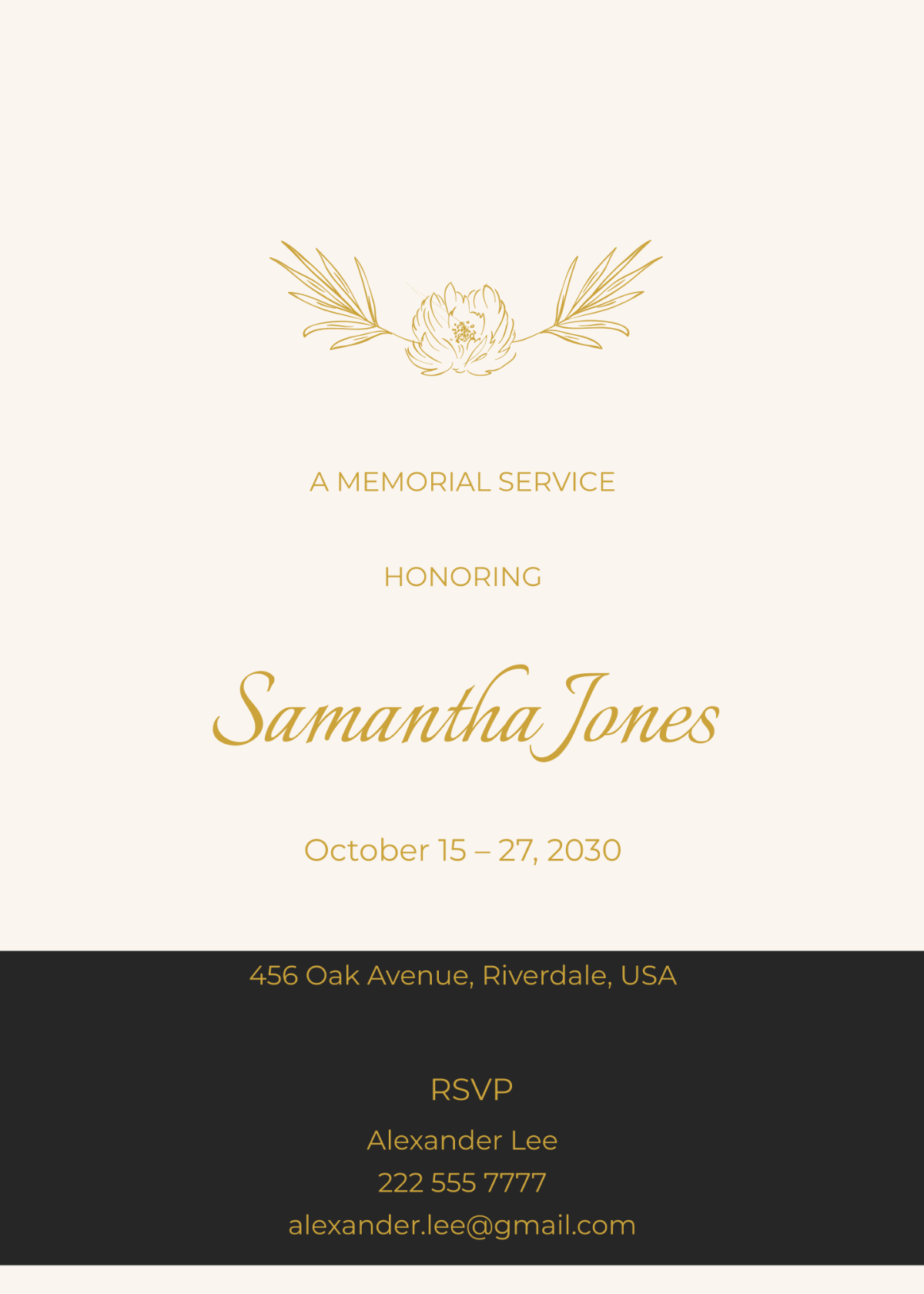 Modern Funeral Reception Invitation