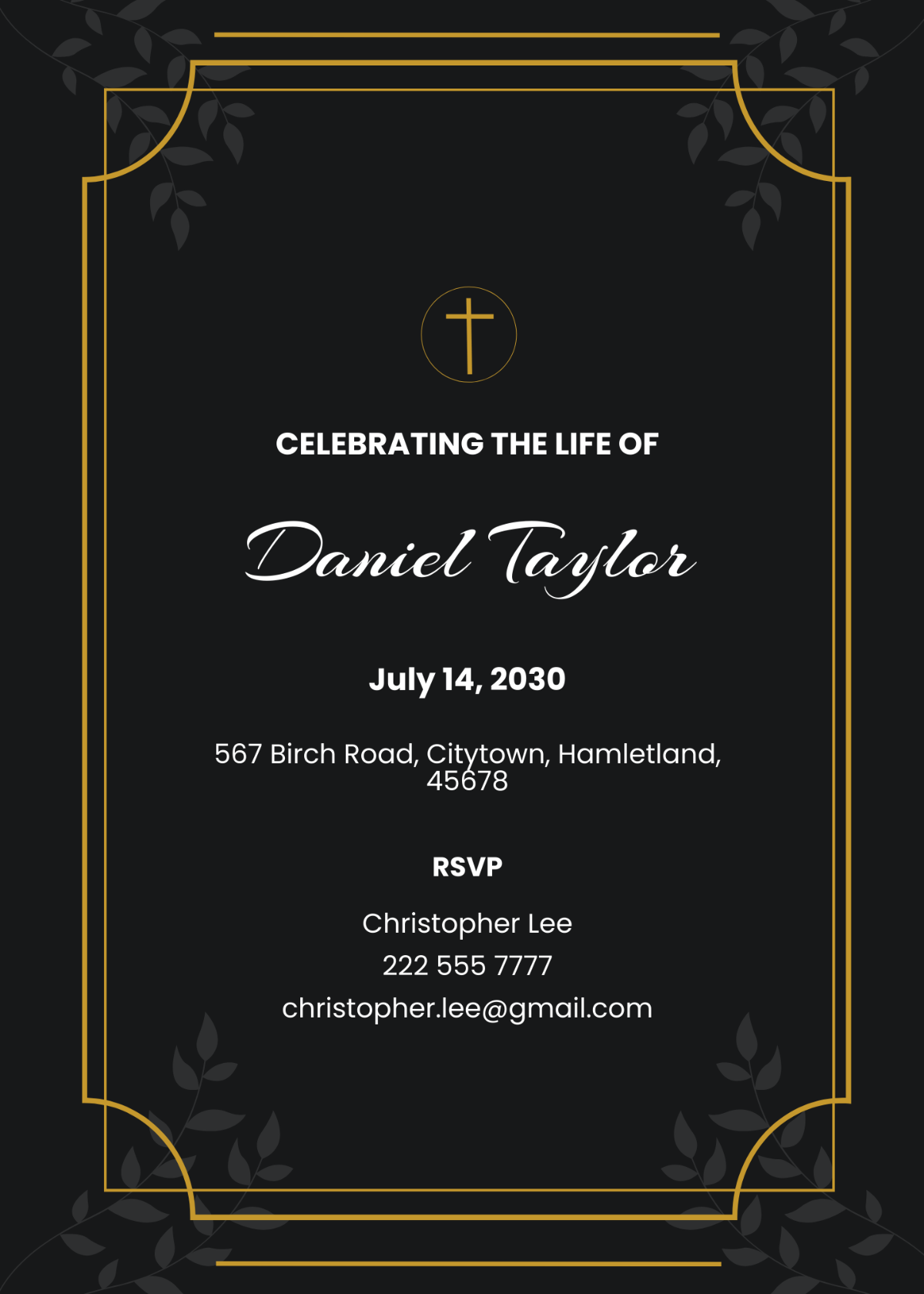 Funeral Anniversary Reception Invitation