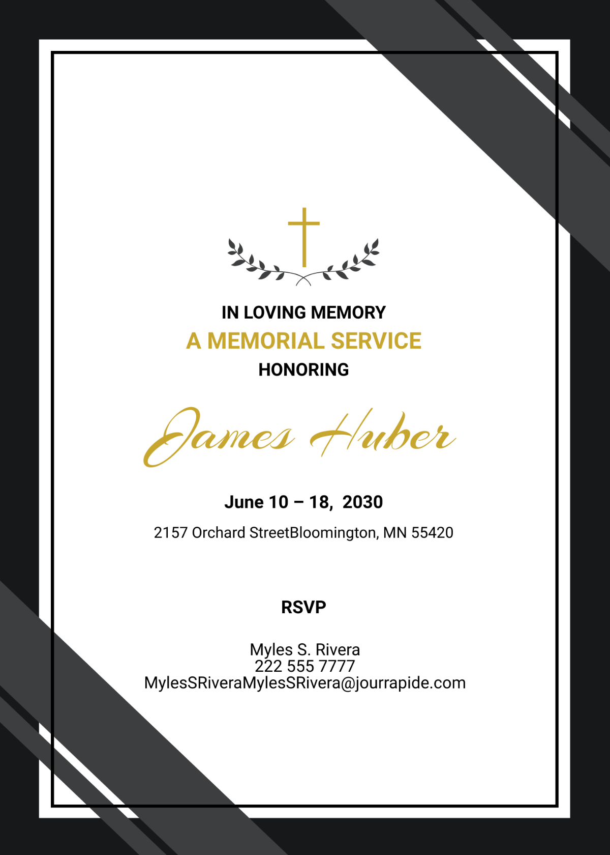 Funeral Memorial Reception Invitation Template - Edit Online & Download