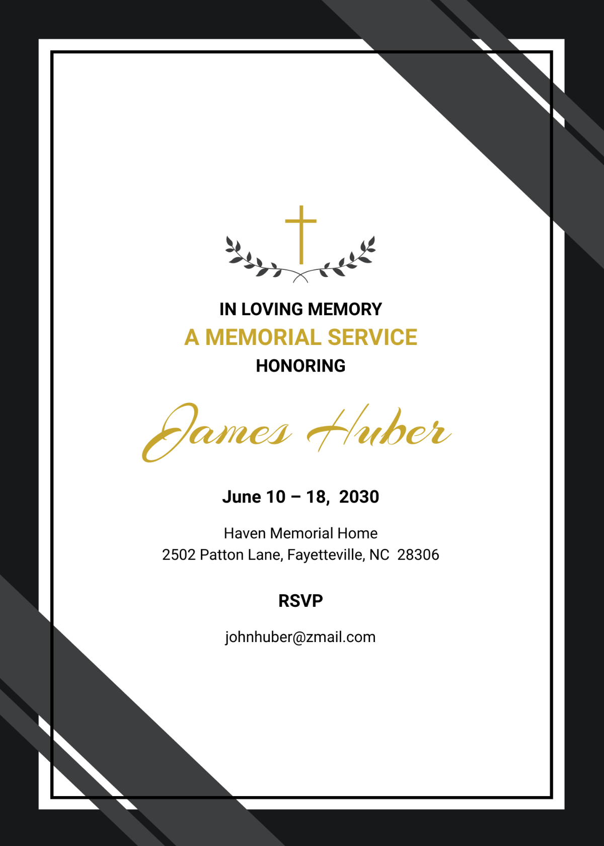 Funeral Memorial Reception Invitation Template