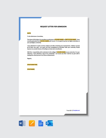 Free Sample Offer of Admission Letter Template - Google Docs, Word ...