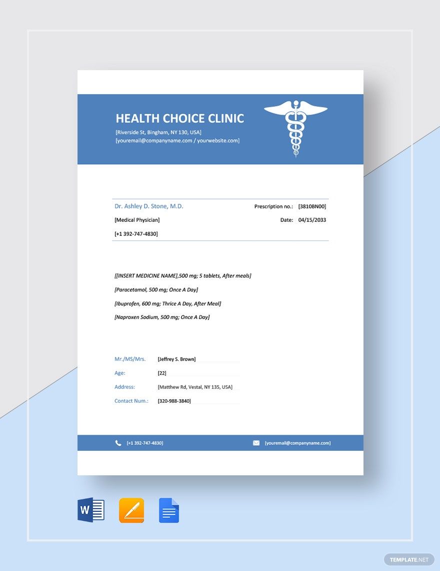 Free Sample Blank Prescription Template Download In Word Google Docs Apple Pages Template