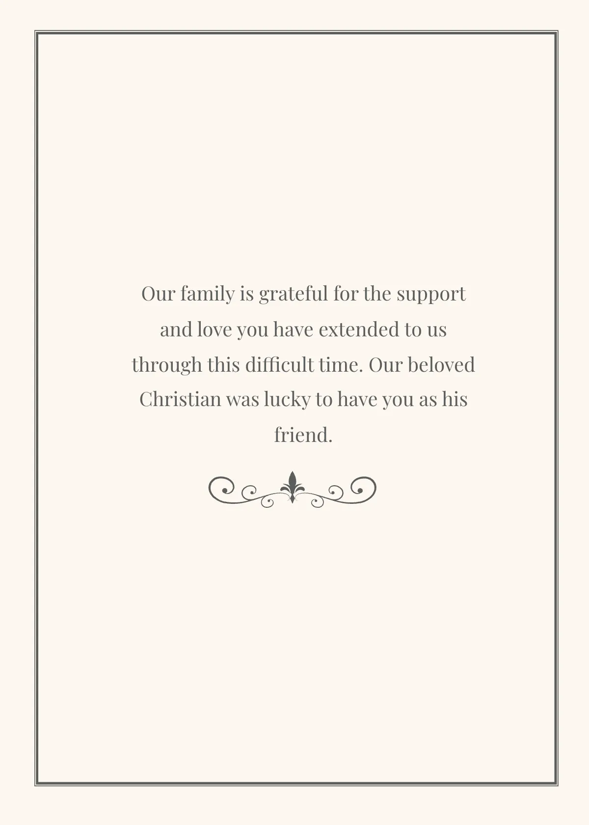 Free Funeral Thank You Note Card Template to Edit Online