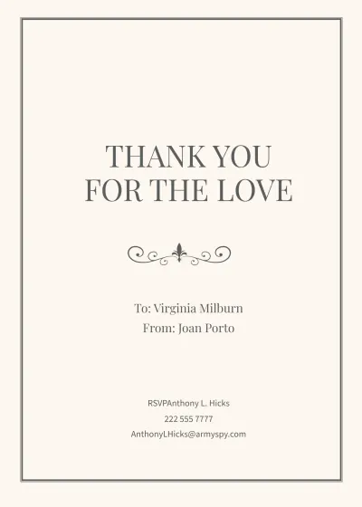 Free Funeral Thank You Note Card Template to Edit Online