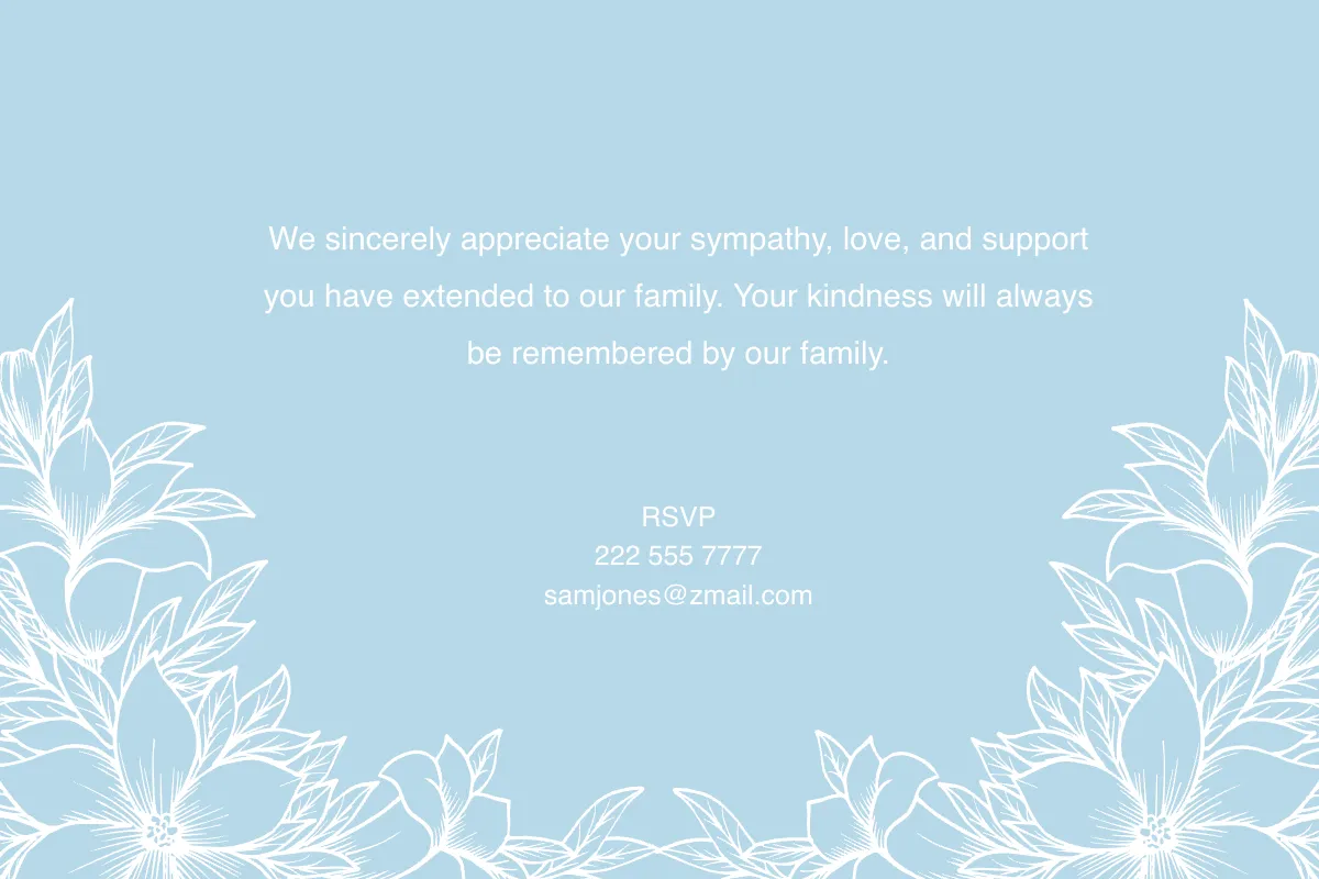 Free Beach Sympathy Thank You Memorial Card Template to Edit Online
