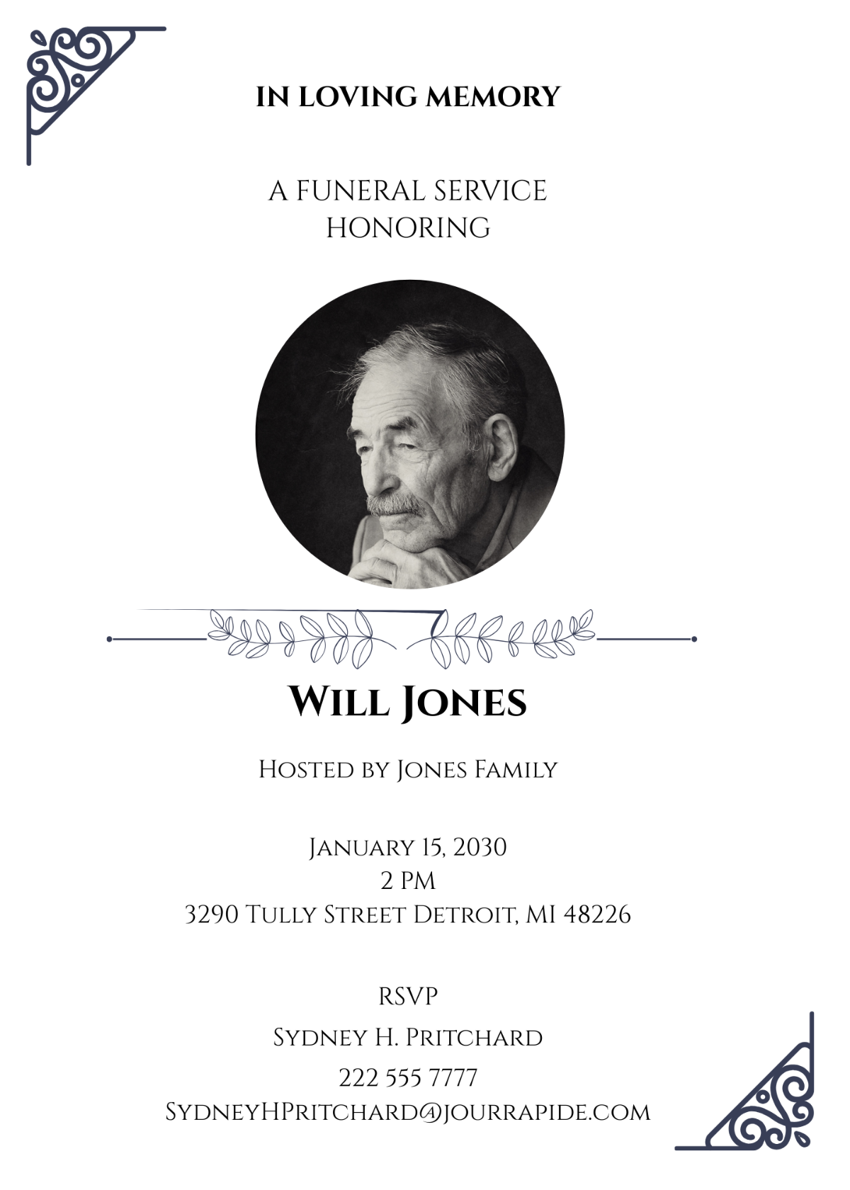 Funeral Home Service Invitation