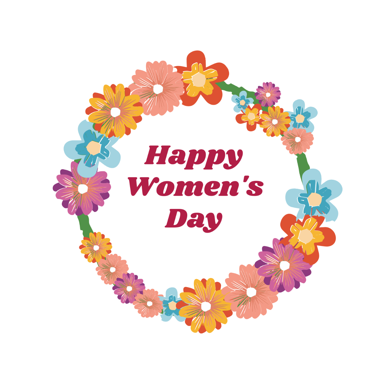 Happy Women's Day Wreath Vector Template