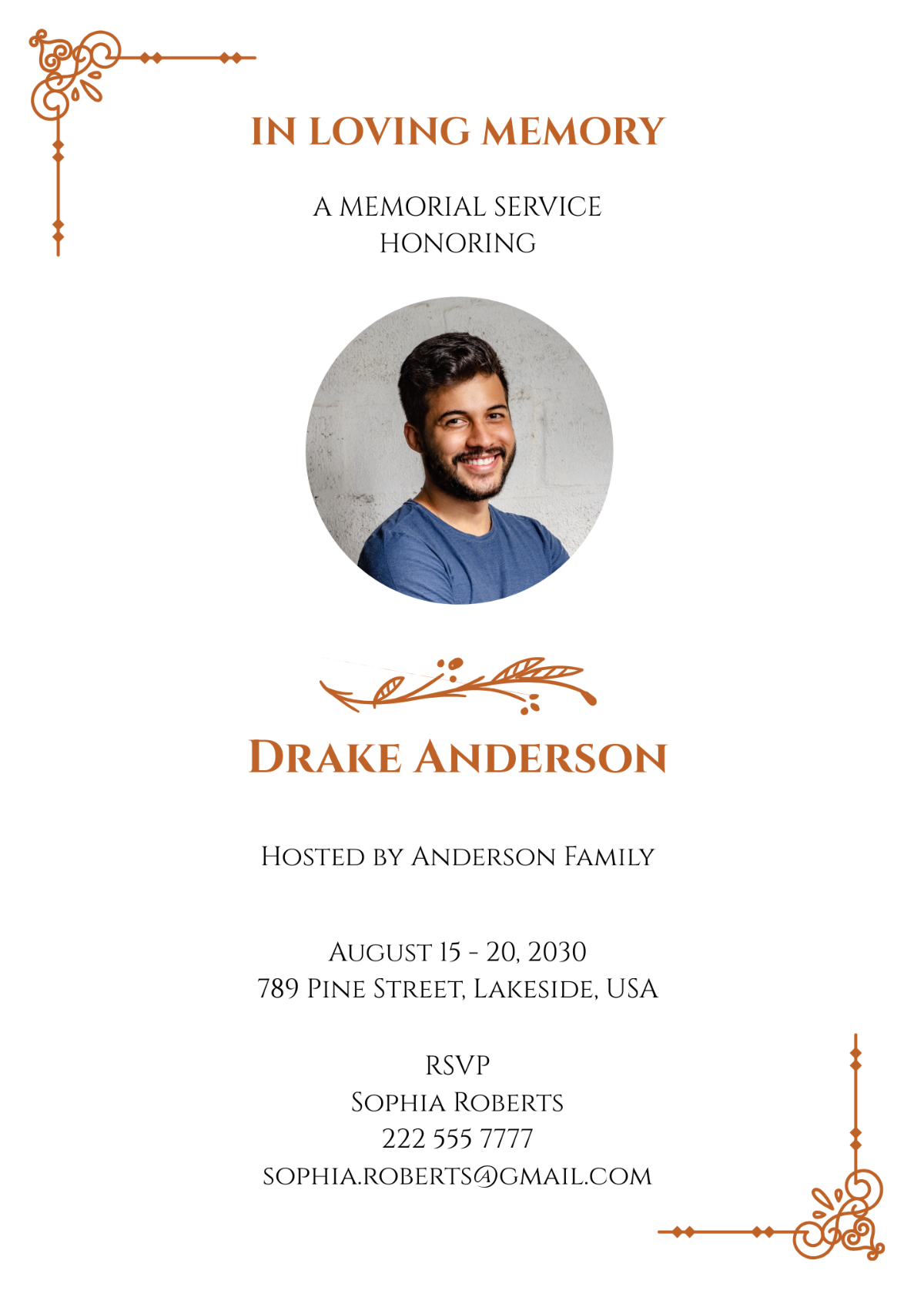 Funeral Reception Invitation