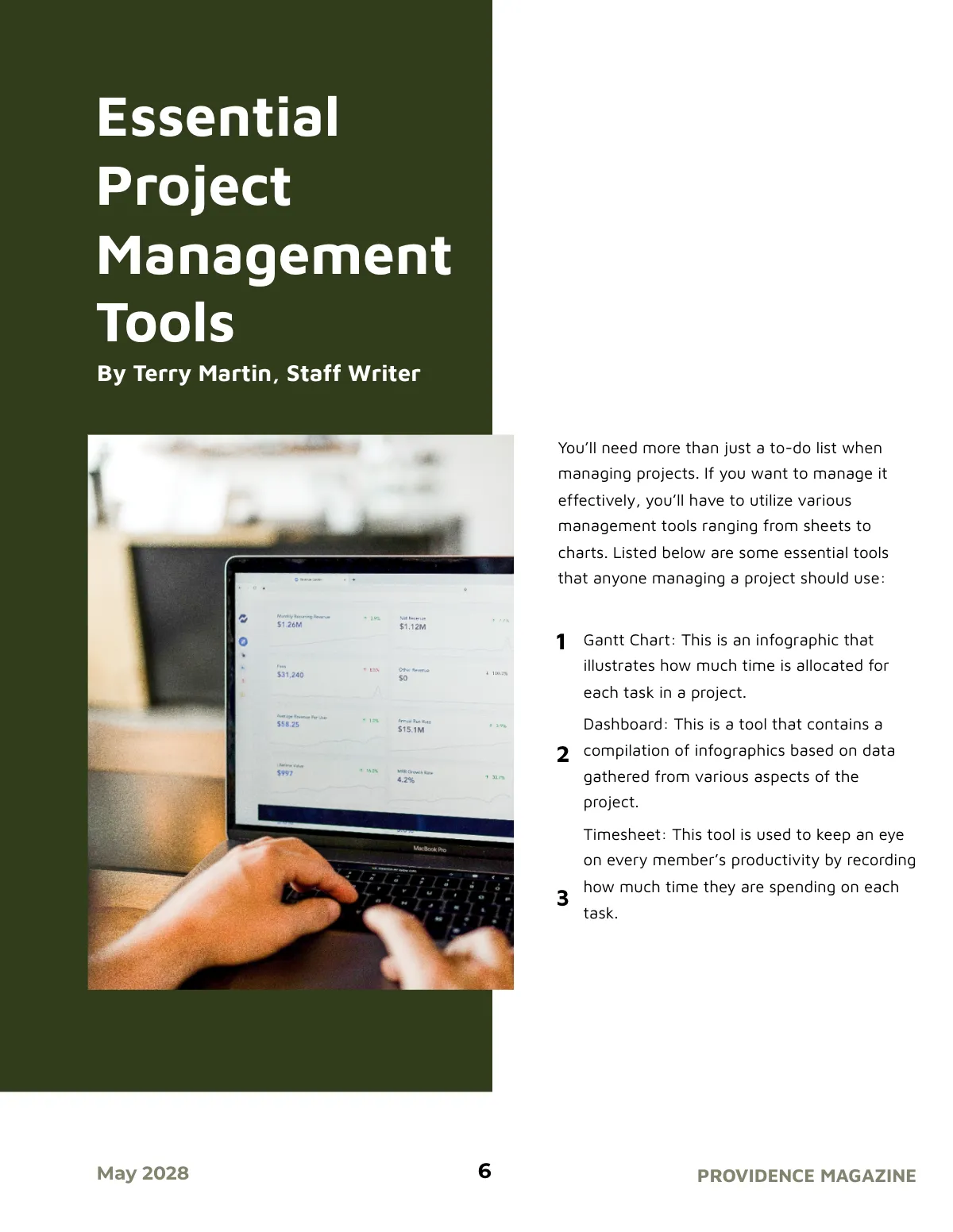 Free Project Management Magazine Template to Edit Online