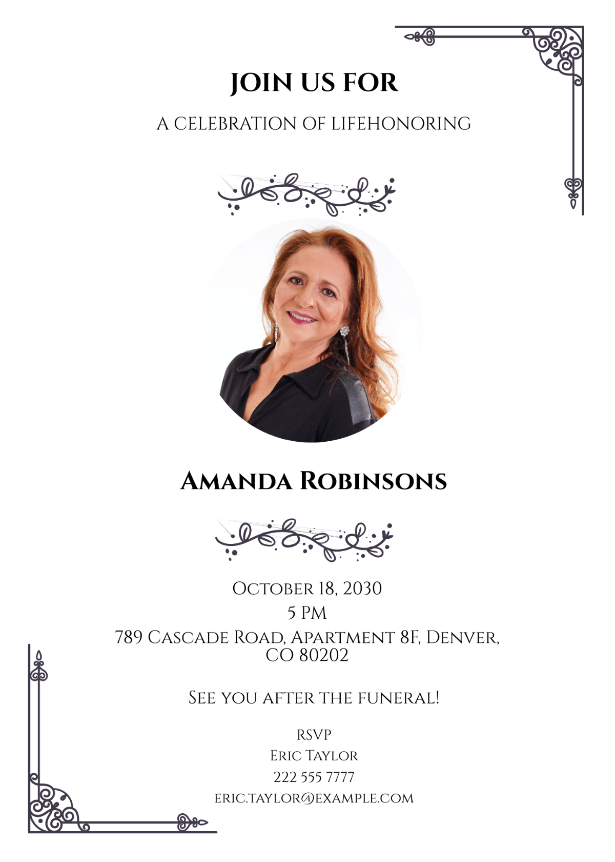 After Funeral Reception Invitation Template - Edit Online & Download