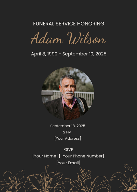 Floral Funeral Service Invitation Template - Edit Online & Download ...