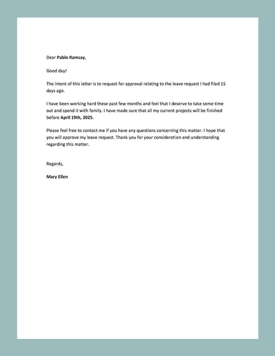 Request Letter for Approval Template