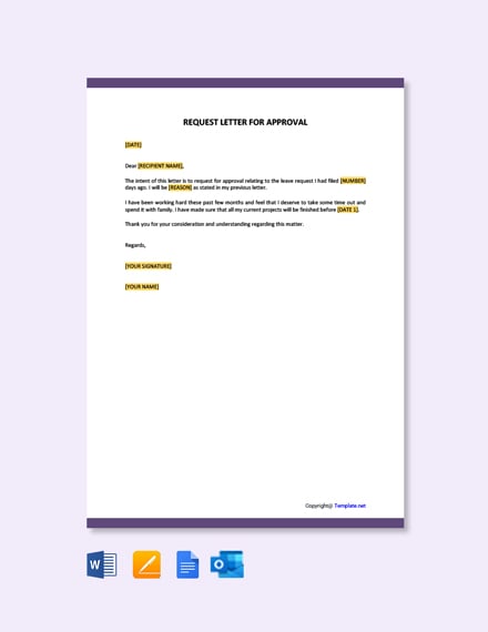 Free Request Letter For Approval Template Word Doc Google Docs Images