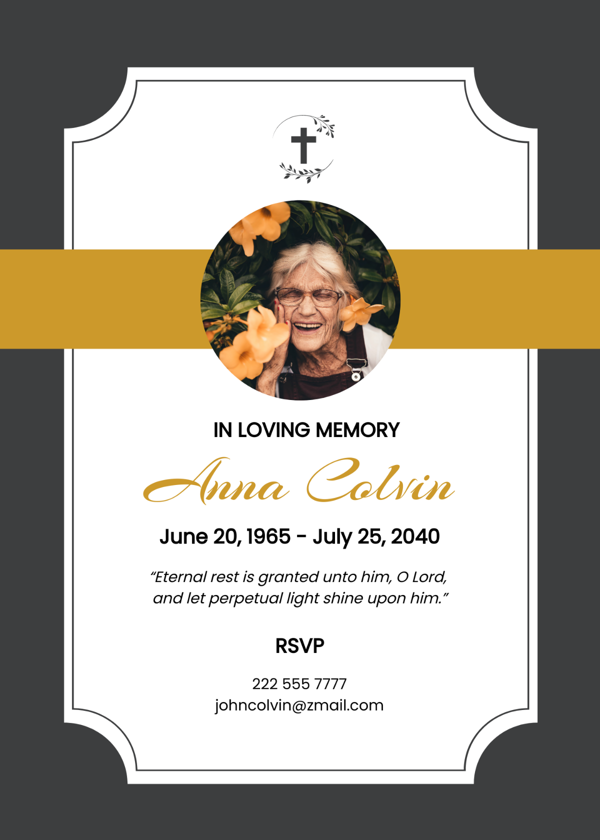 Sample Funeral Memorial Card Template