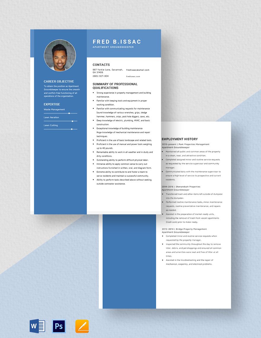 Apartment Grounds Keeper Resume