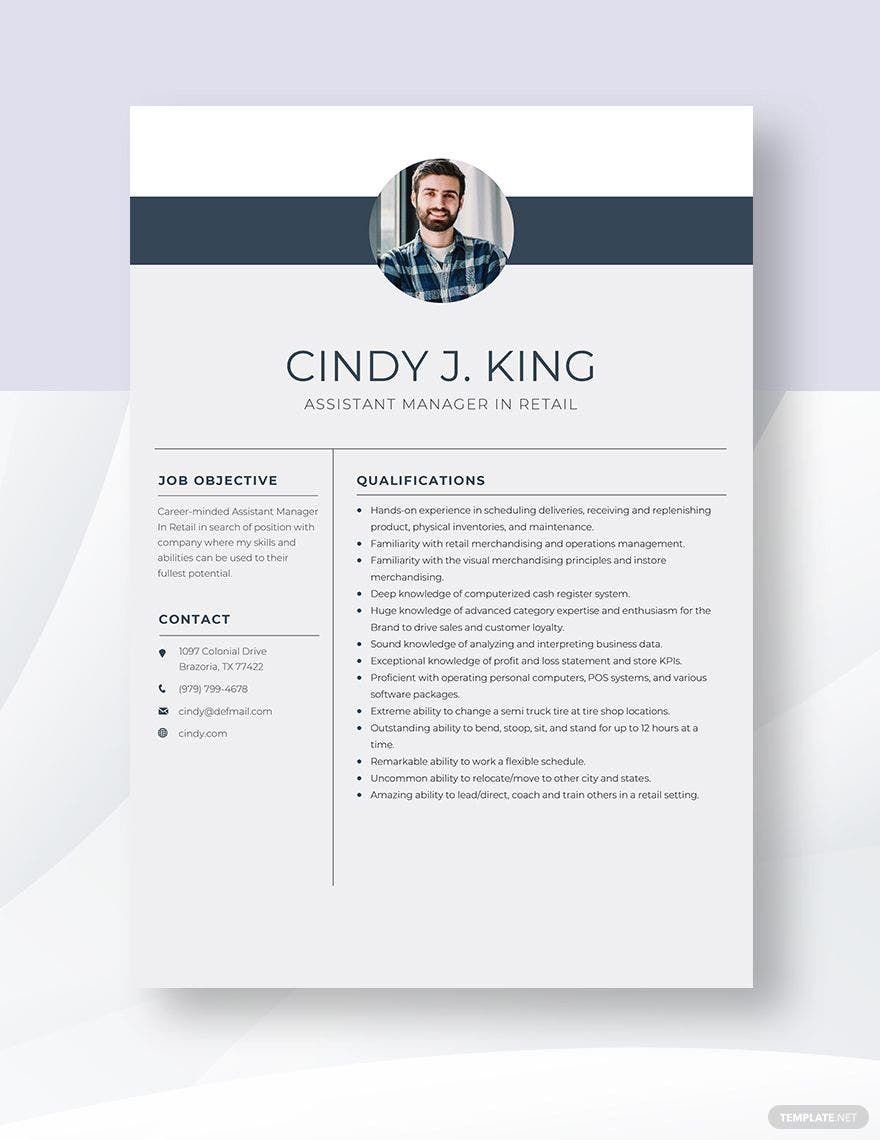 Assistant Manager In Retail Resume Template