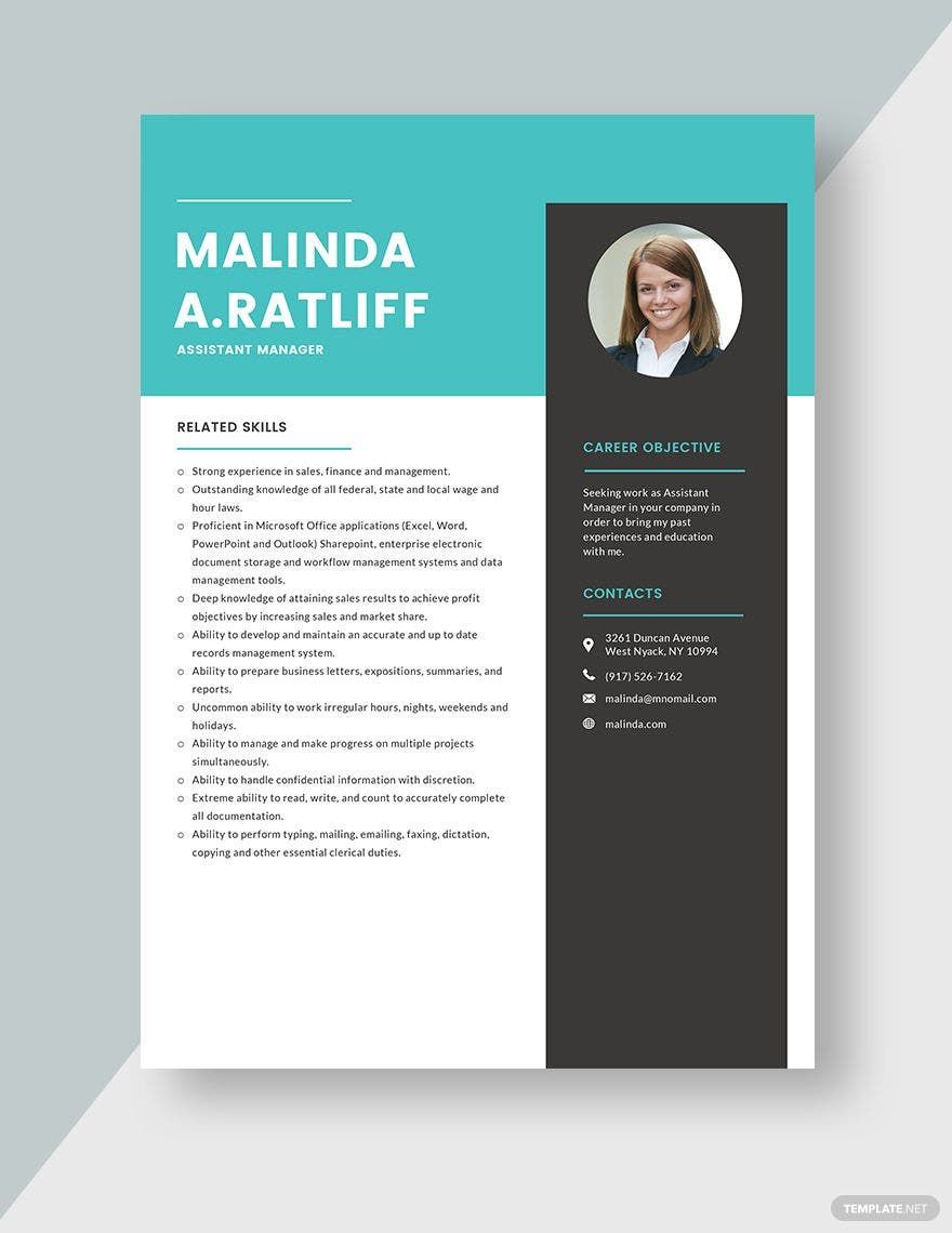 Assistant Manager Resume Template
