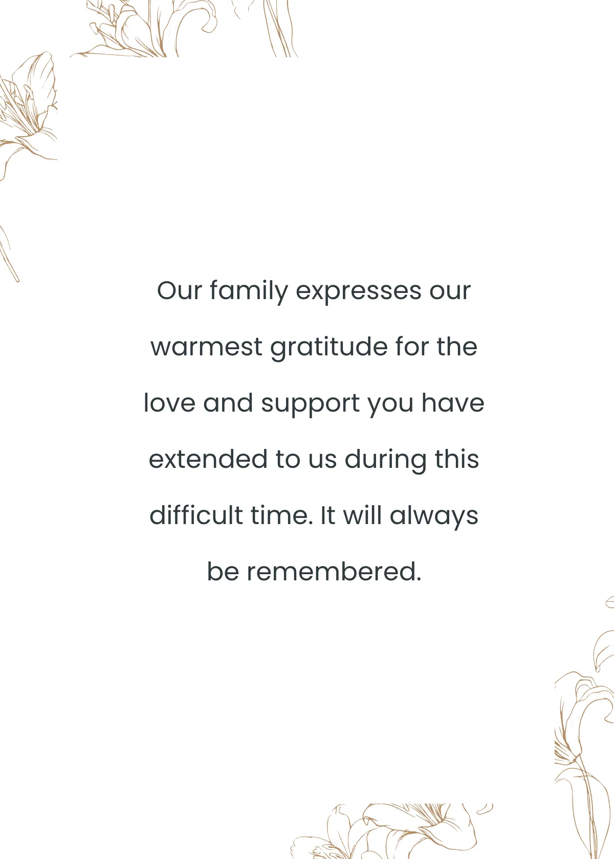 Free Elegant Funeral Thank You Card Template to Edit Online