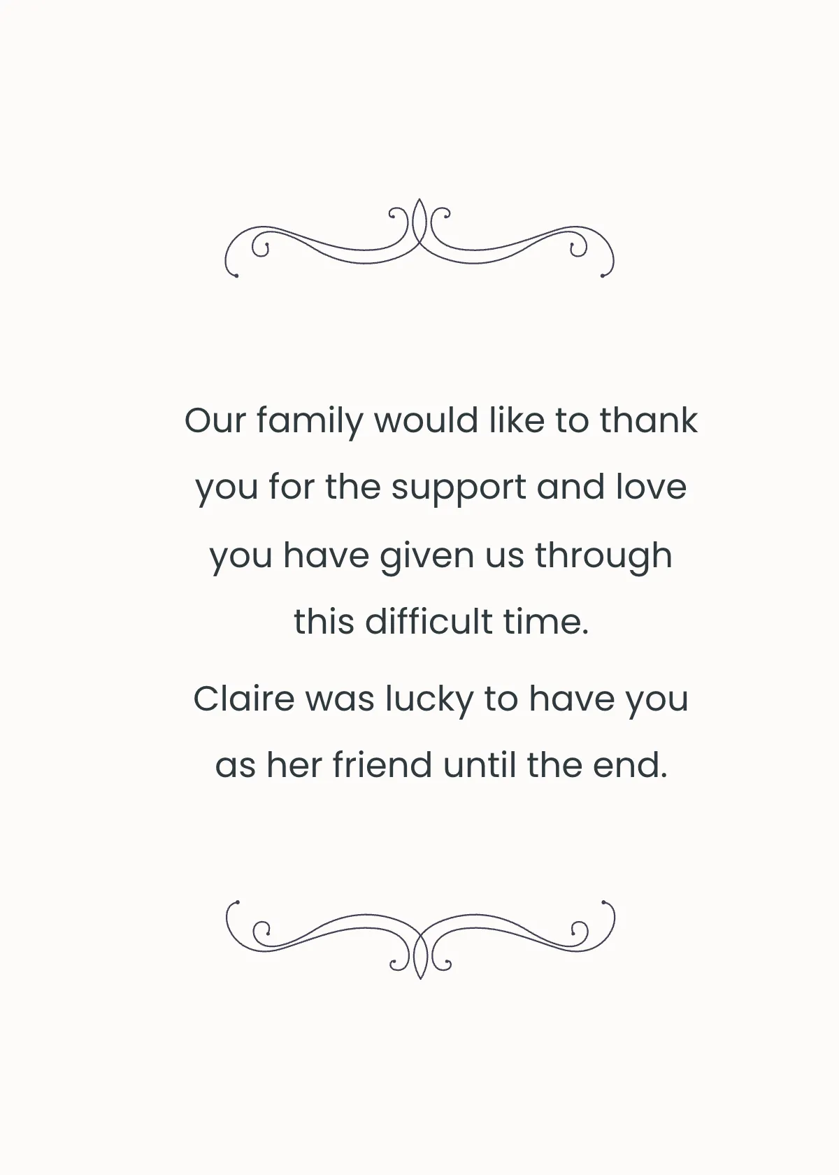 Free Simple Funeral Photo Thank You Card Template to Edit Online
