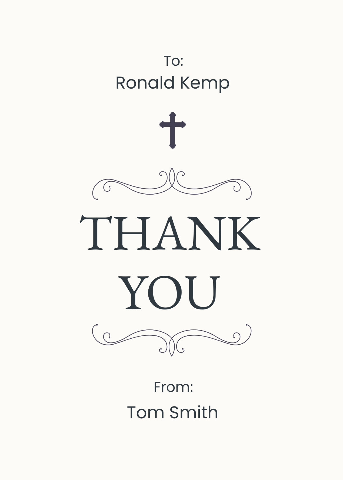Simple Funeral Photo Thank You Card Template