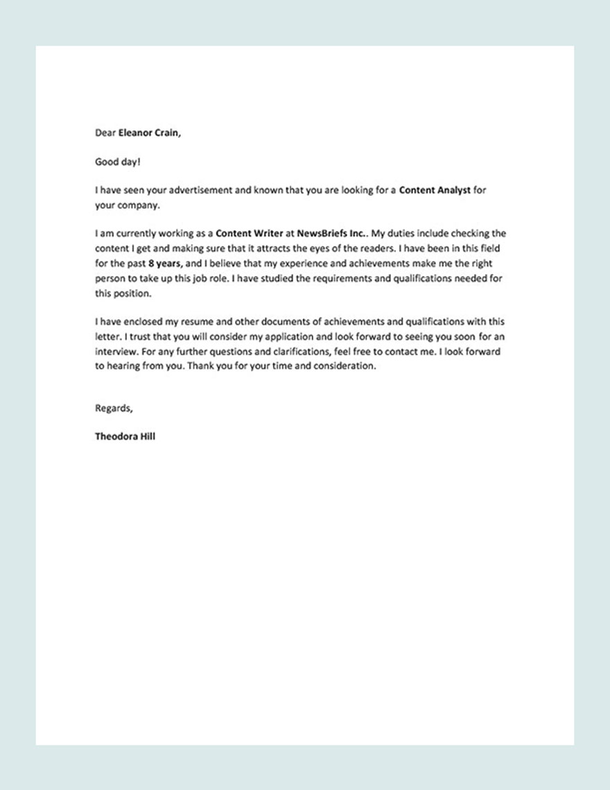 Request Letter for Job Template