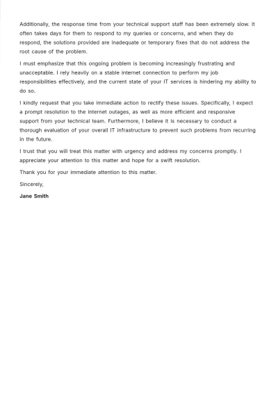 Free IT Service Complaint Letter Template to Edit Online