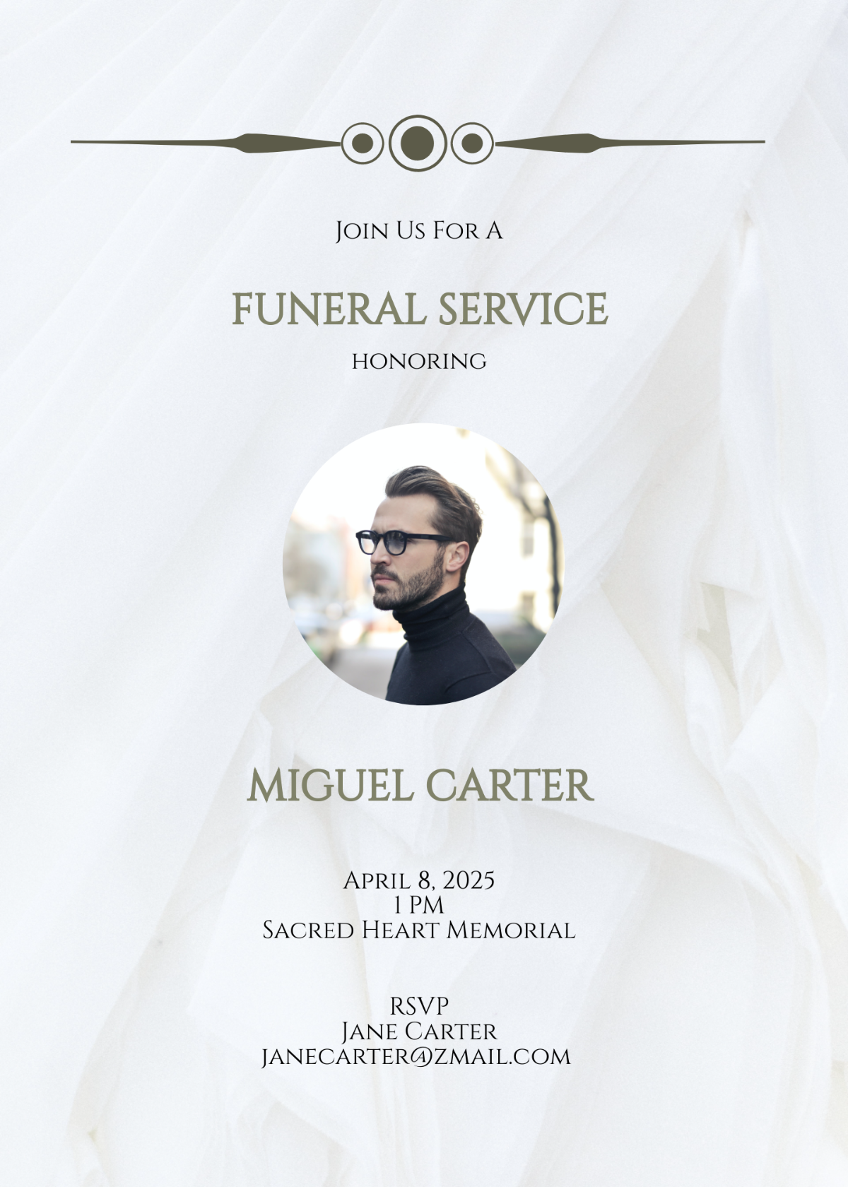 Email Funeral Invitation Template