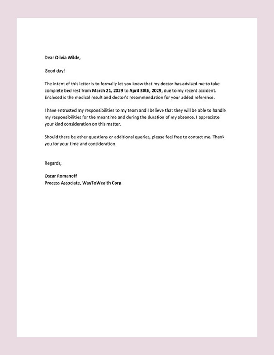 Request Letter for Leave Template