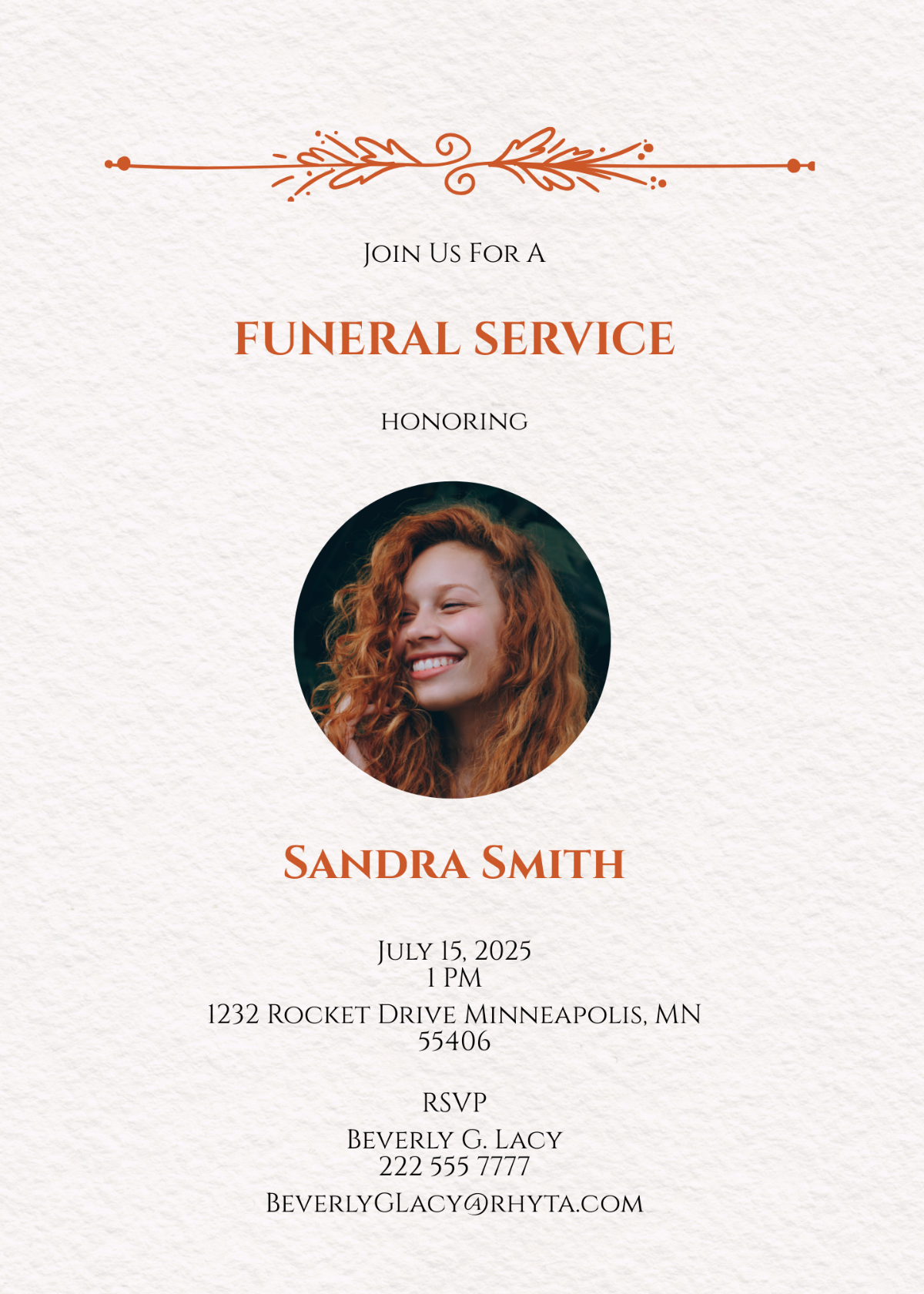 Sample Email Funeral Invitation