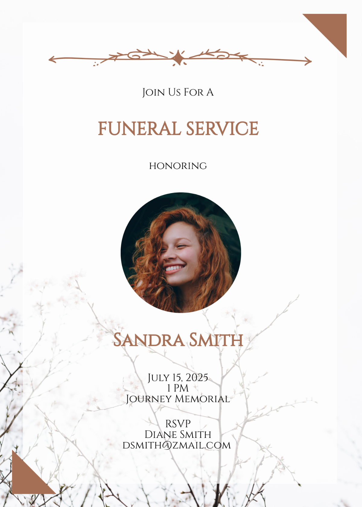 Simple Email Funeral Invitation Template