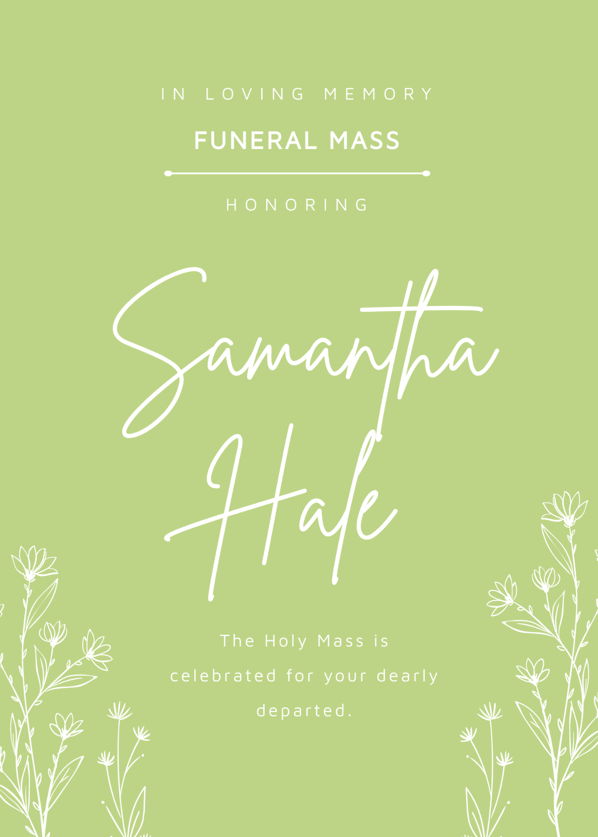 Elegant Funeral Mass Card Template