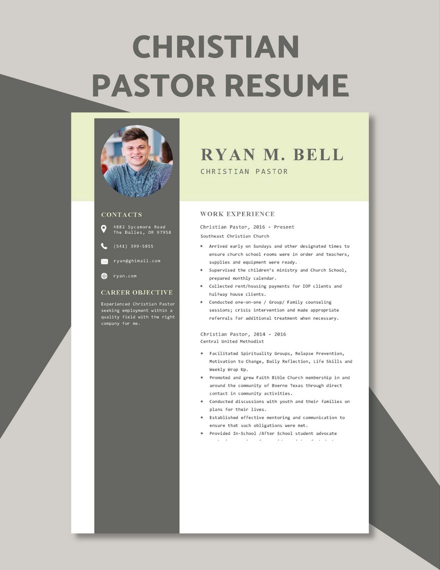 Christian Pastor Resume
