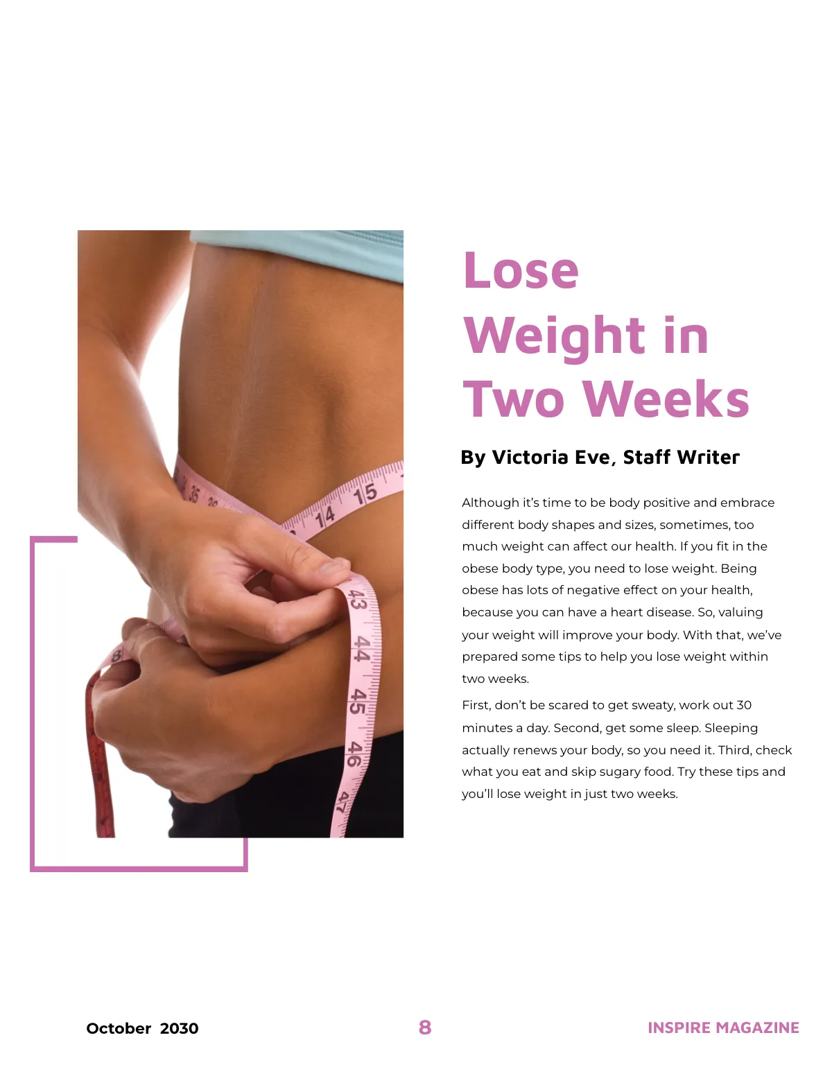 Free Lifestyle and Fitness Magazine Template to Edit Online