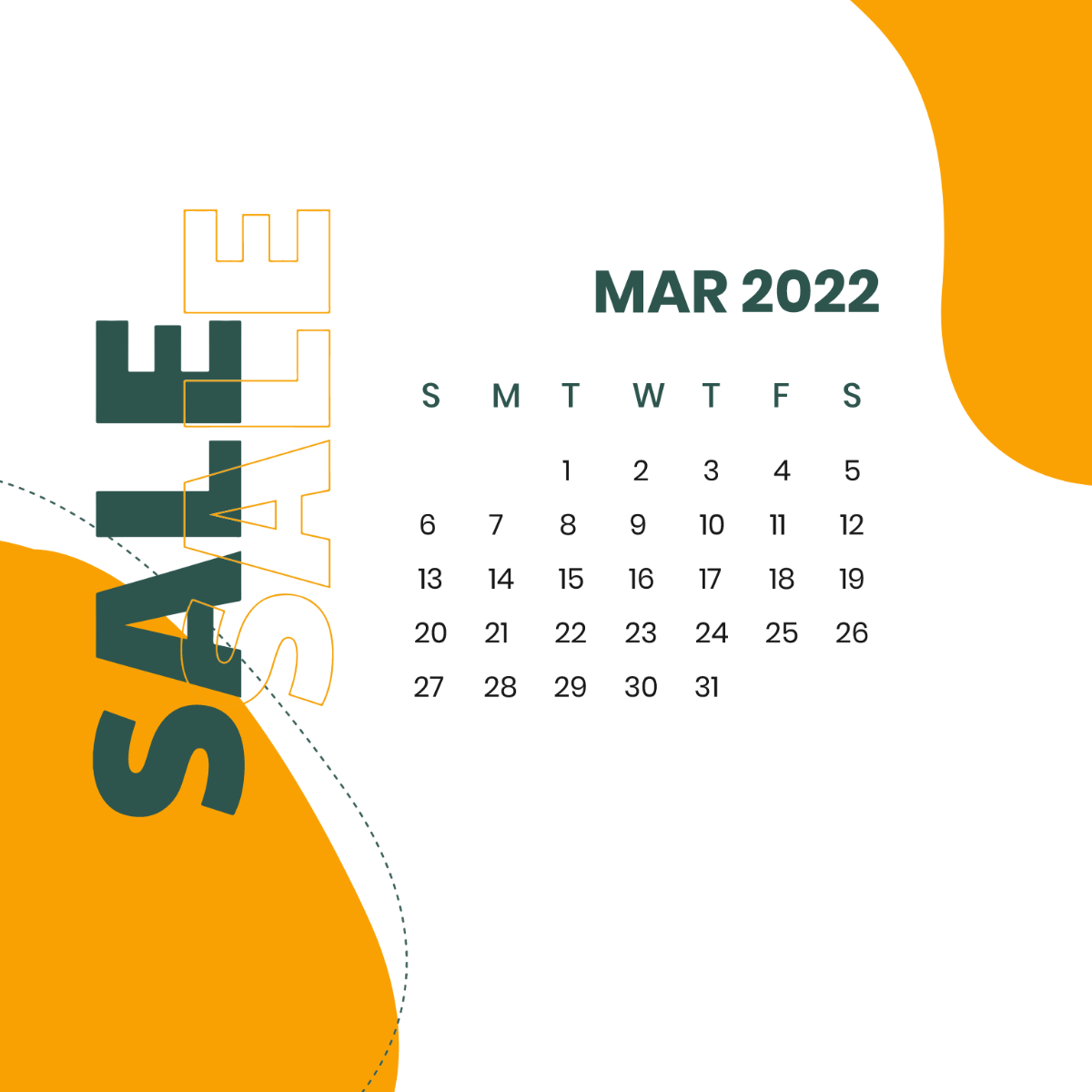 March Sale Calendar Vector Template
