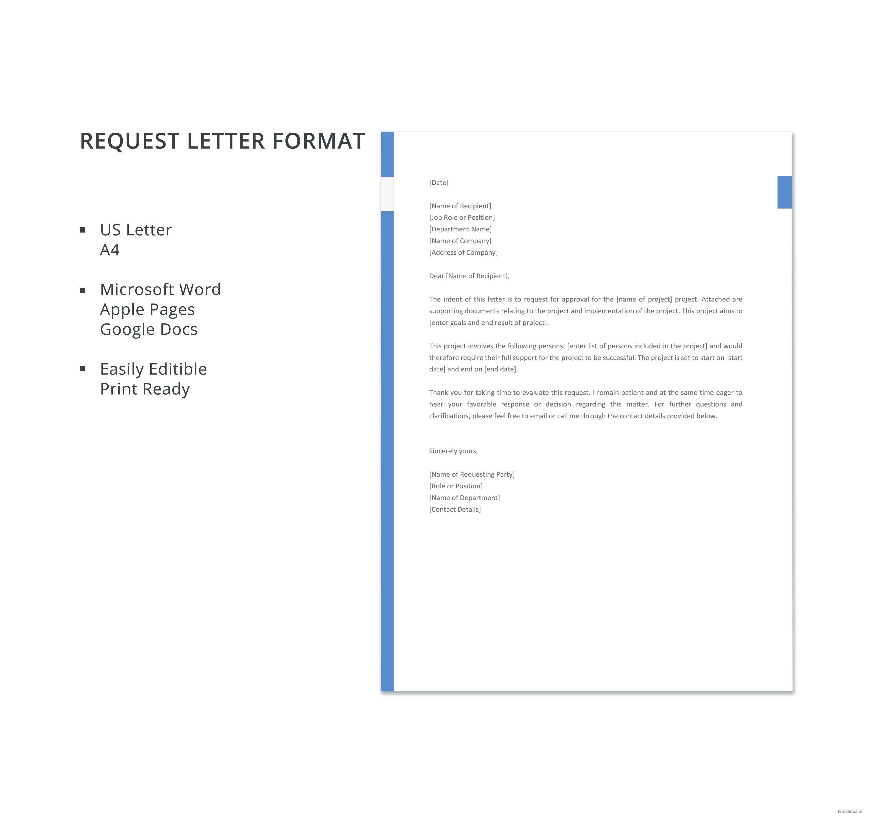 Free Request Letter Format in Microsoft Word, Apple Pages, Google Docs