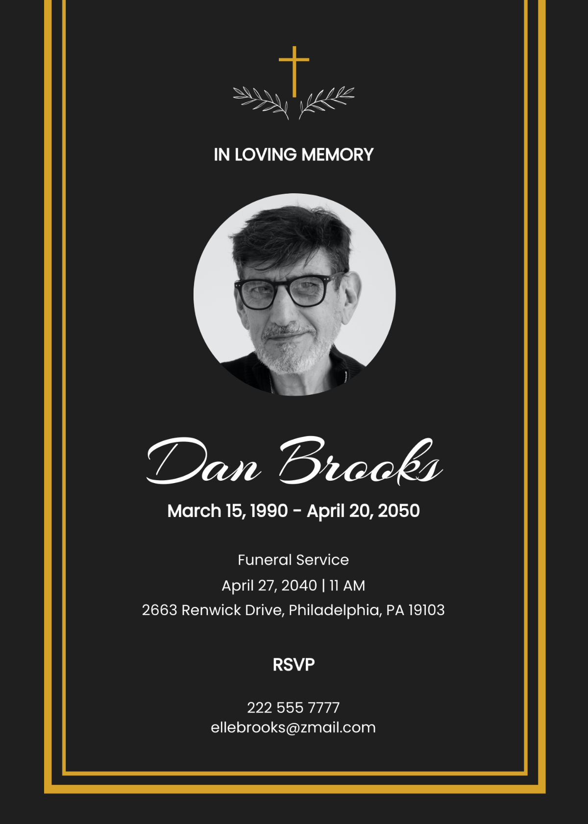 Photo Funeral Announcement Card Template