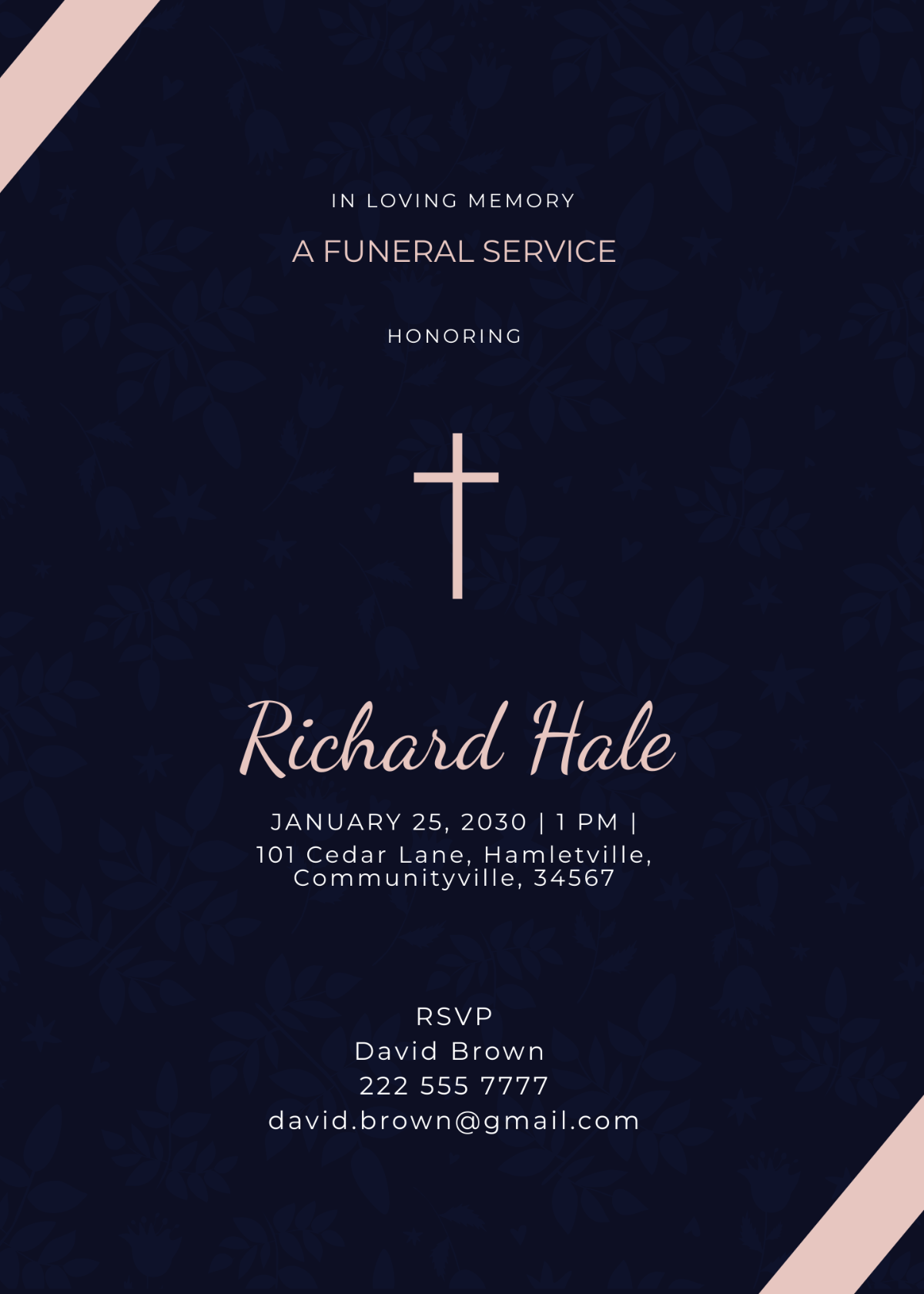 Electronic Funeral Announcement Invitation