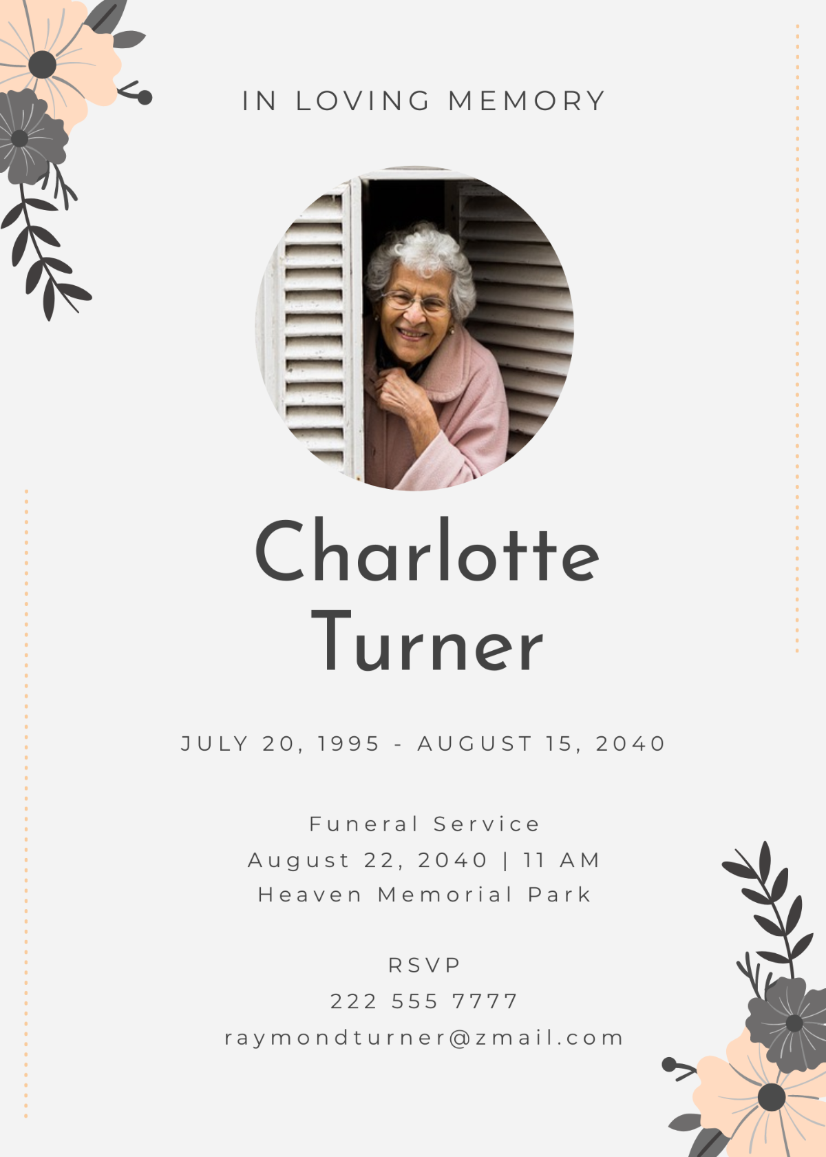Blank Funeral Flower Card Template