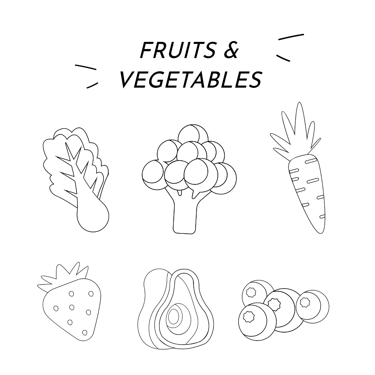 Healthy Food Coloring Page Template